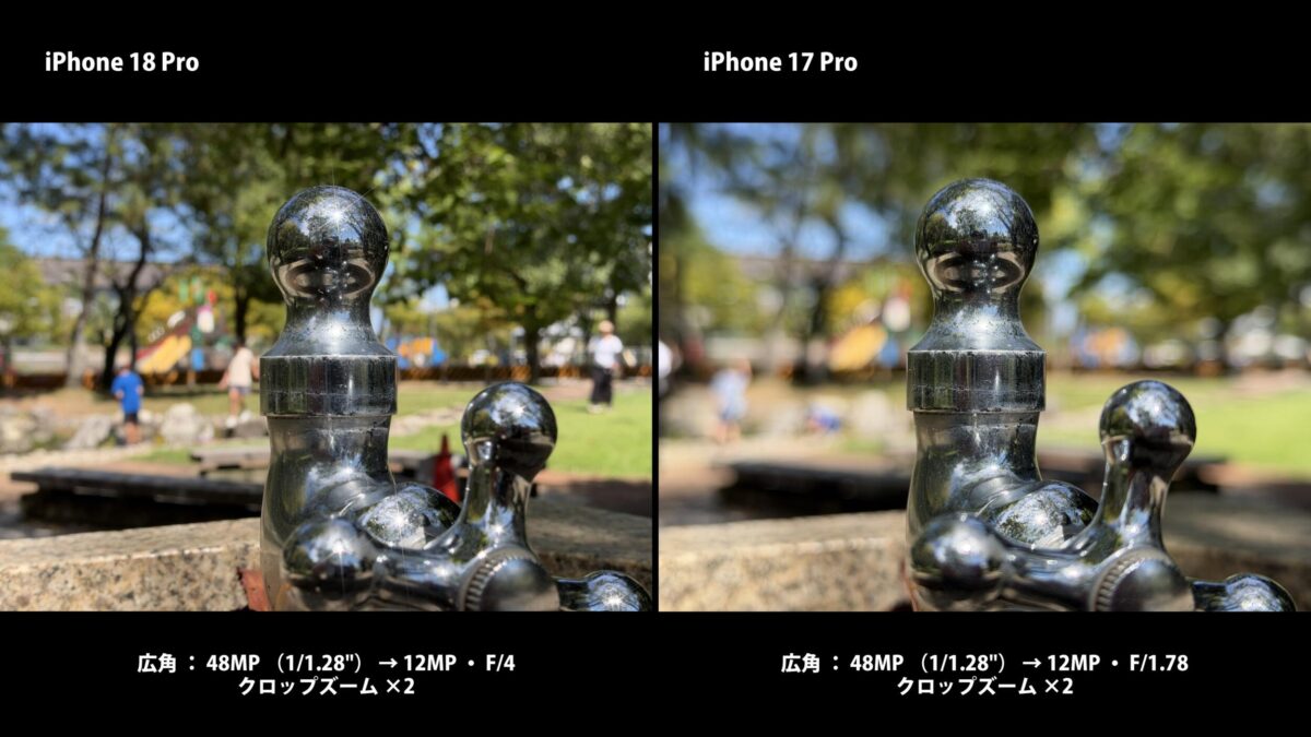 iPhone 18 Pro 作例 可変絞り F4 比較
