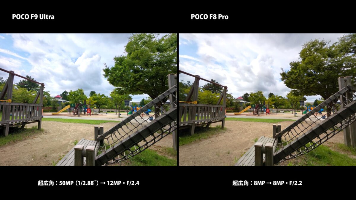 POCO F9 UltraとPOCO F8 Proのカメラ比較 超広角
