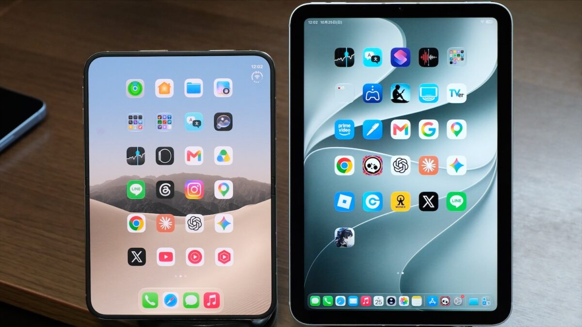 iPhone DuoとiPad miniの画面サイズ比較