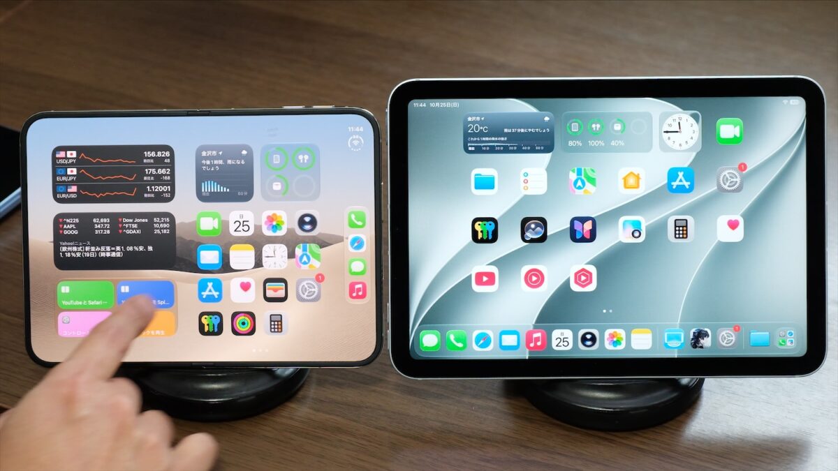 iPhone Duoのホーム画面の左側に並べたウィジェット