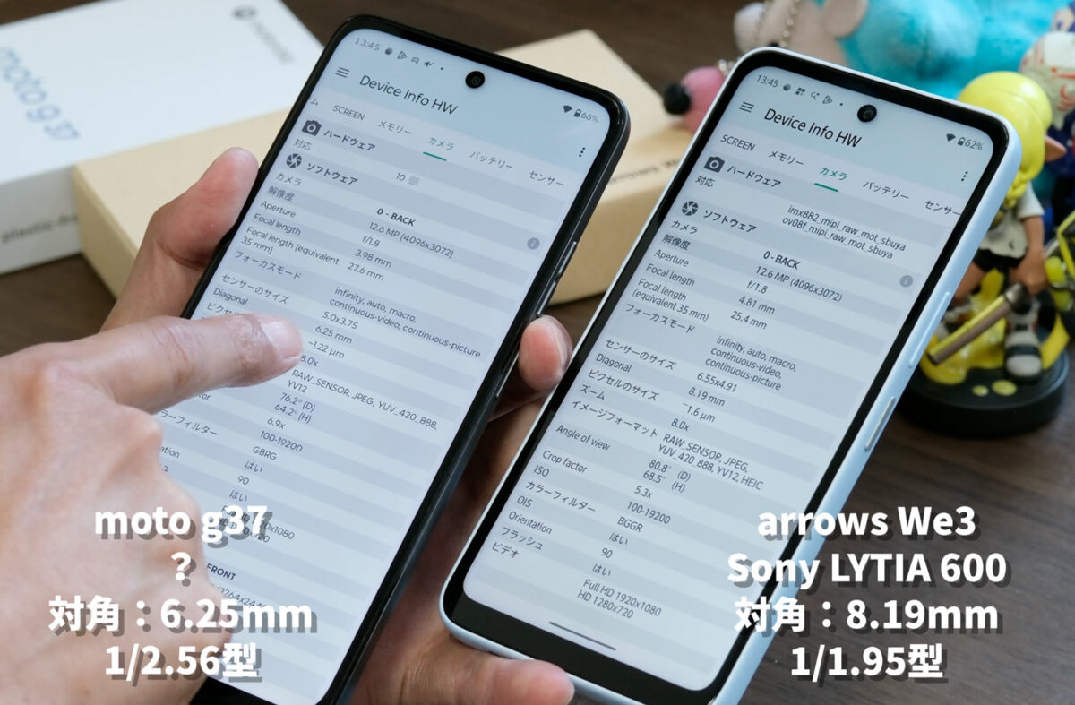 moto g37 arrows We3 カメラセンサー 情報