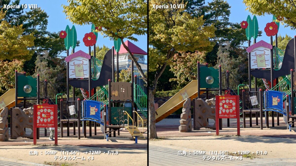 Xperia 10 VIII 作例 3倍 公園 比較