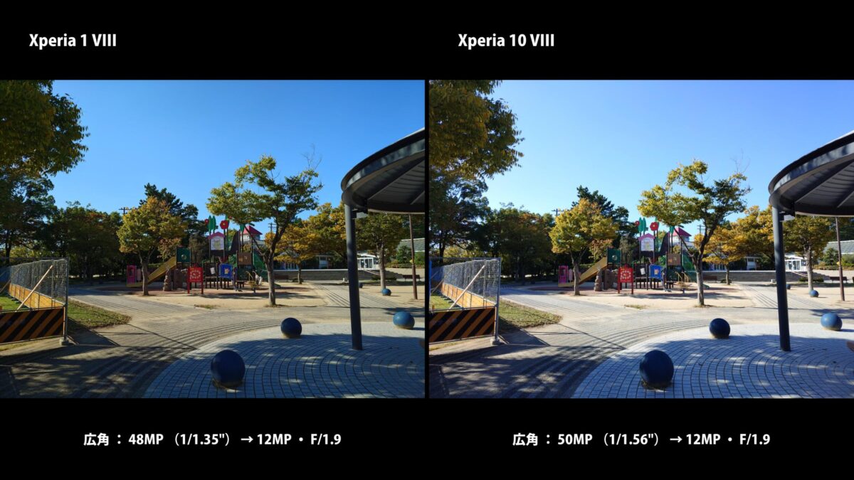 Xperia 1 VIII Xperia 10 VIII 広角 公園 比較